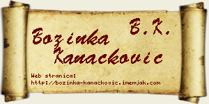 Božinka Kanačković vizit kartica